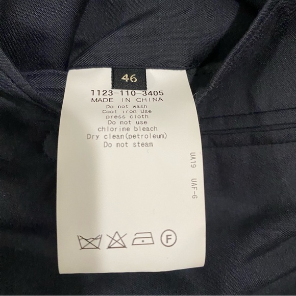 UNITED ARROWS men’s nylon/cotton grayish navy double breasted suit, JP 46 (~36S) - Picture 15 of 16